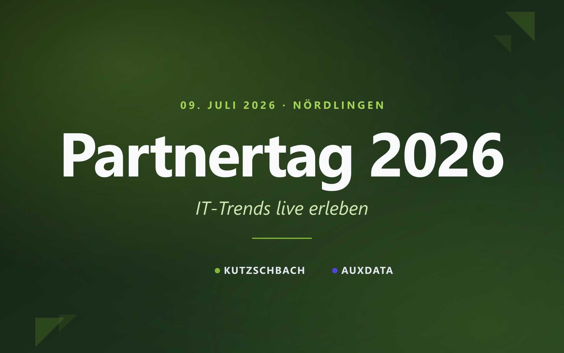Banner Kutzschbach Partnertag 2026 in Kutzschbach-Grün — IT-Trends live erleben, 09. Juli 2026 in Nördlingen