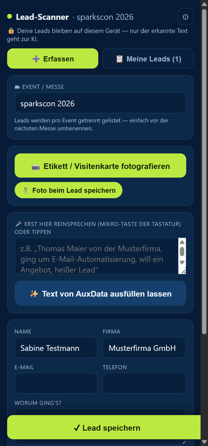 Namensschild fotografieren (OCR)
