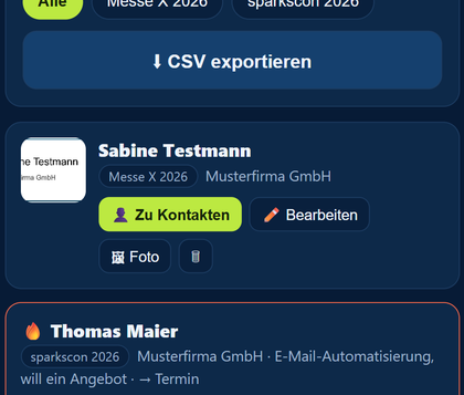 Kontakt übernehmen oder bearbeiten